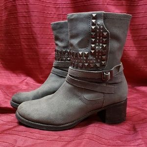 Vince Camuto Gray Suede Moto Ankle Boots